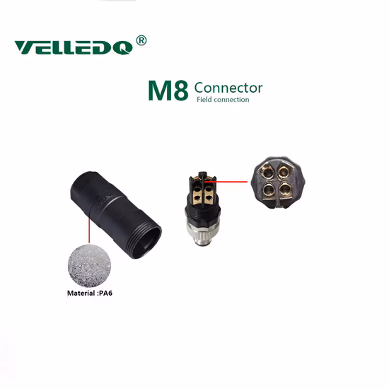 Connecteur de capteur M8 mâle droit à 3/4/5/12 broches, connecteur rond